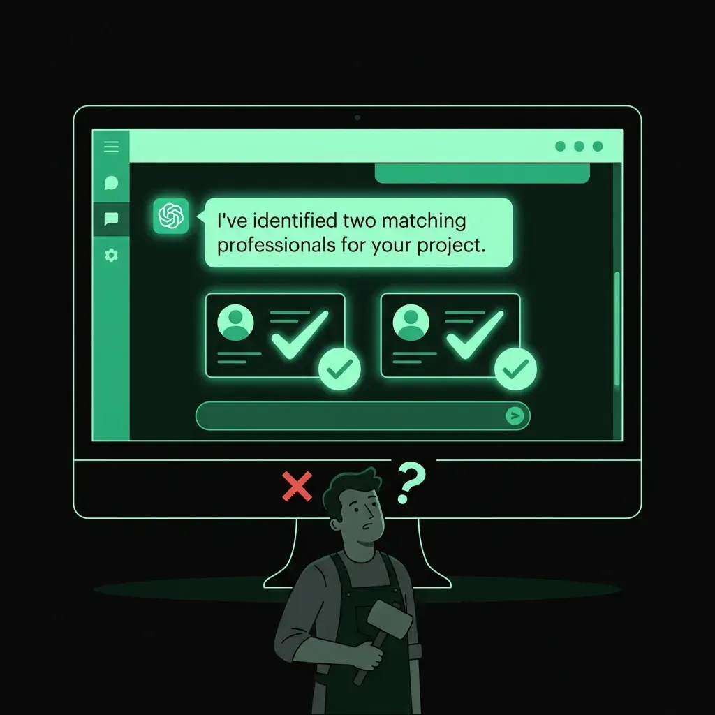 Illustration montrant comment ChatGPT recommande certaines entreprises et en ignore d'autres sans site web