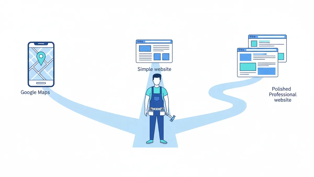 Artisan devant son atelier qui consulte son telephone pour creer sa presence en ligne