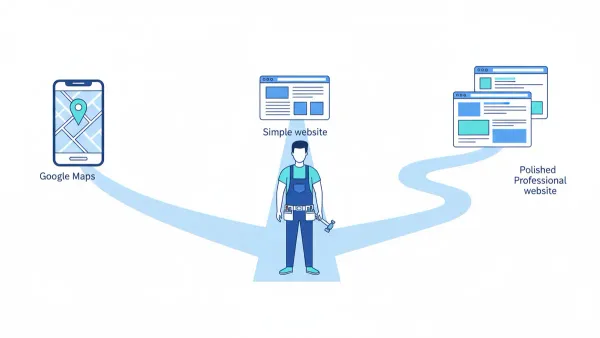 Artisan devant son atelier qui consulte son telephone pour creer sa presence en ligne