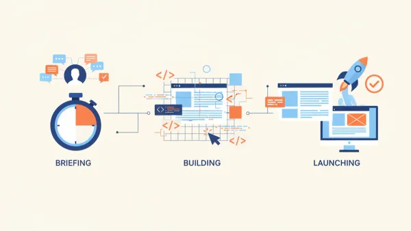Chronometre avec un site web professionnel qui se construit etape par etape en 72 heures