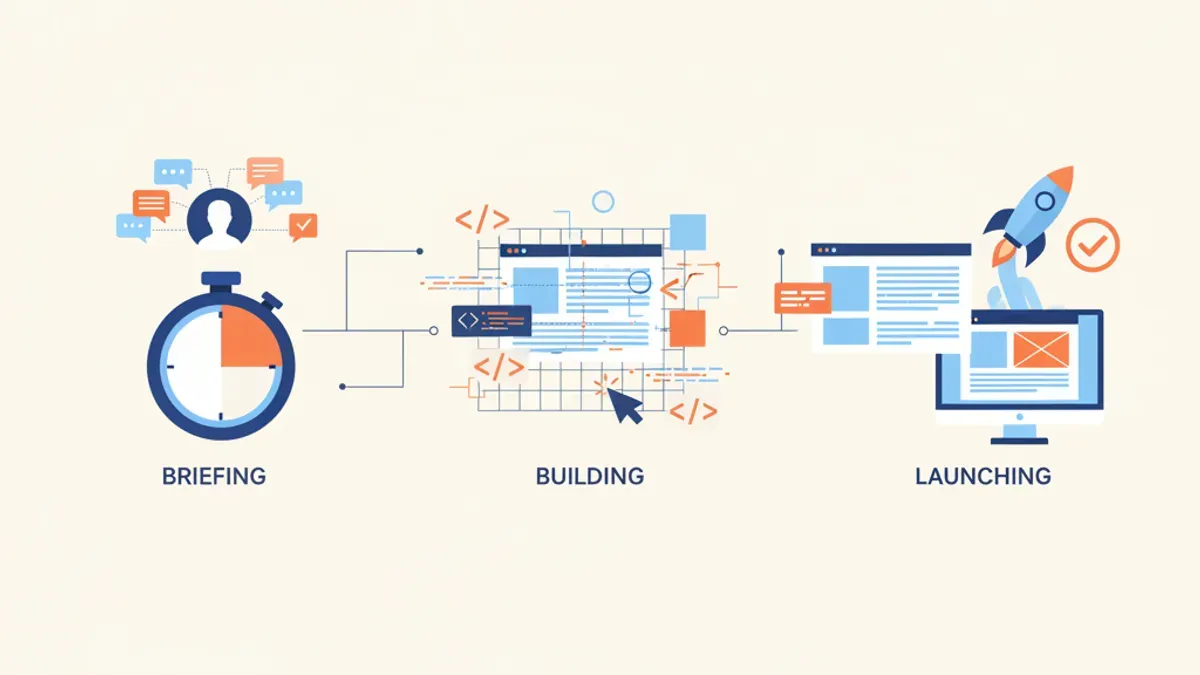 Chronometre avec un site web professionnel qui se construit etape par etape en 72 heures