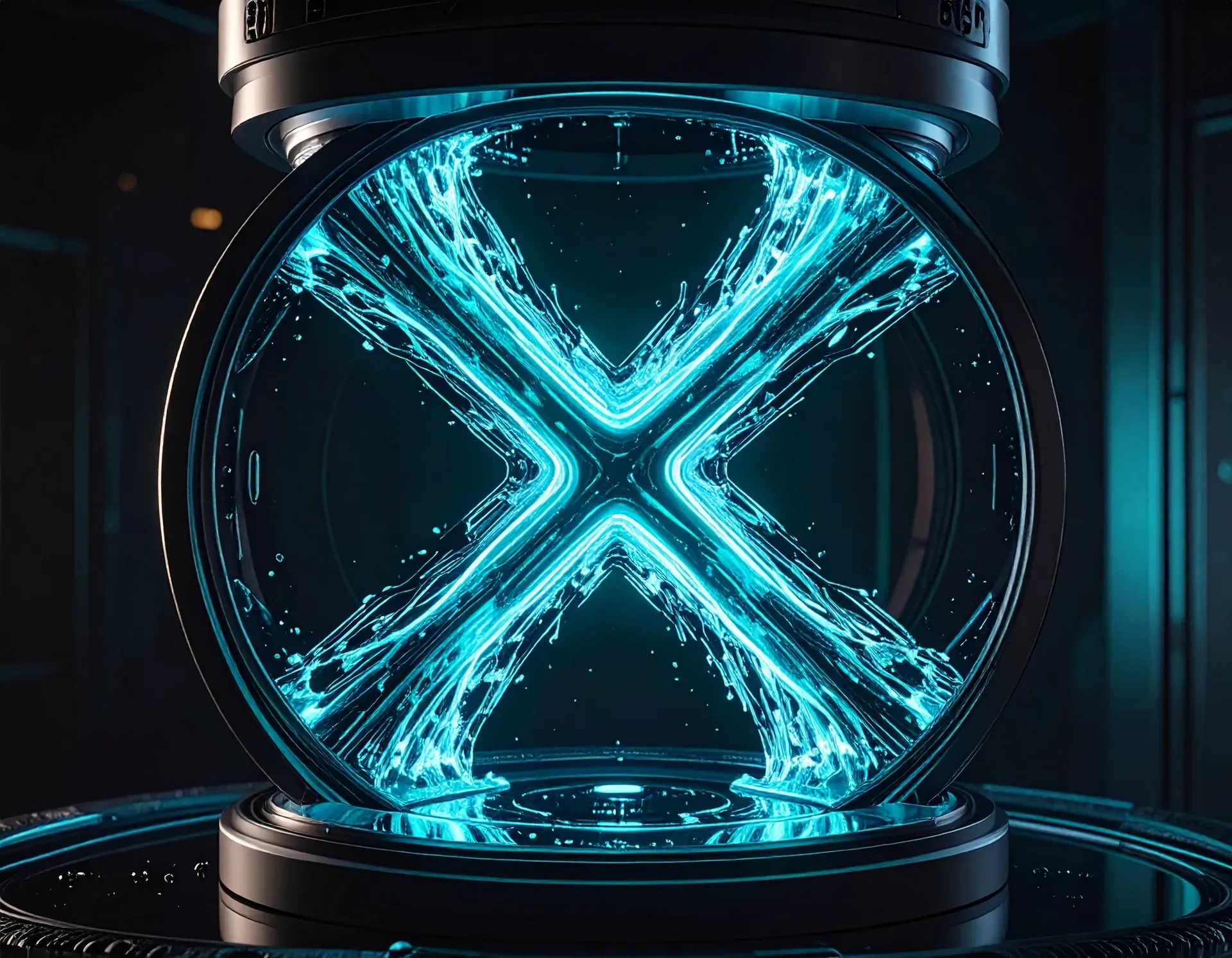 Texture abstraite fluide néon cyan représentant le flux digital Bixent